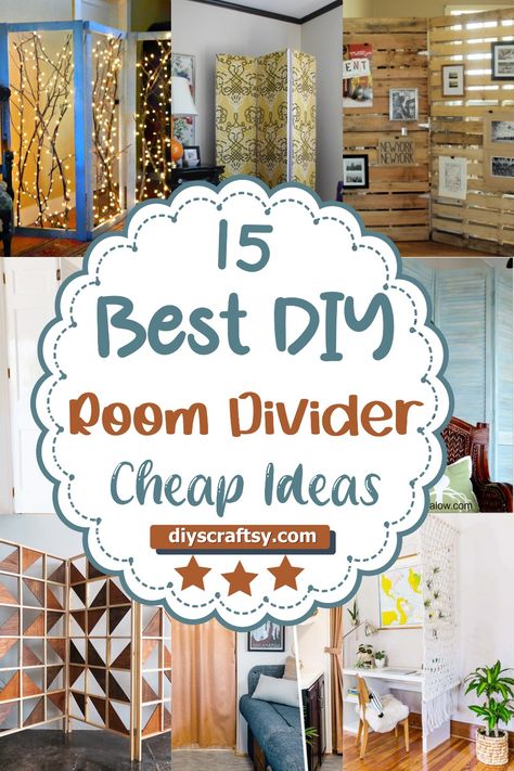 15 DIY Room Divider Ideas Cheap Room Divider Ideas Bedroom Kids, Divide Room Into Two Spaces, How To Divide A Room Ideas, Diy Room Divider Cheap, Dividing Rooms Without Walls, Diy Room Divider Ideas, Room Divider Ideas Diy Cheap, Room Divider Ideas Bedroom, Small Bedroom Design Ideas