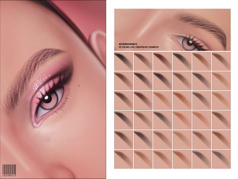 Brow Cc Sims 4, Sims 4 Cosimetic Eyebrows, Ts4 Eyebrows, Mod For Sims 4, Sims Makeup, Pastel Eyeshadow, Makeup Cc, Dark Eyeshadow, Sims 4 Cc Makeup