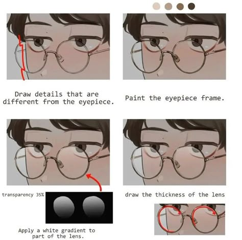 Glasses Art Reference, Draw Glasses, Glasses Reference, Drawing Glasses, Procreate Free Brushes, How To Draw Glasses, Glasses Drawing, Tutorial Drawing, Free Brushes