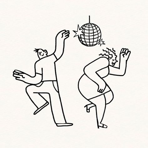 Dancing Doodle Art, Dance Illustration Design, Dance Party Illustration, Dancing People Drawing, Dancing Astethic, Drawing Dancing Couple, People Illustration Simple, Dancing People Illustration, People Dancing Drawing