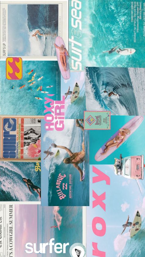 surfer, beachy, vintage, surf magazine, surf wallpaper 90s Posters Vintage, Surfing Collage, Surfer Collage, 90s Surfer Aesthetic, Retro Surf Aesthetic, Billabong Aesthetic, Vintage Surf Aesthetic, Surf Collage, Summer Posters