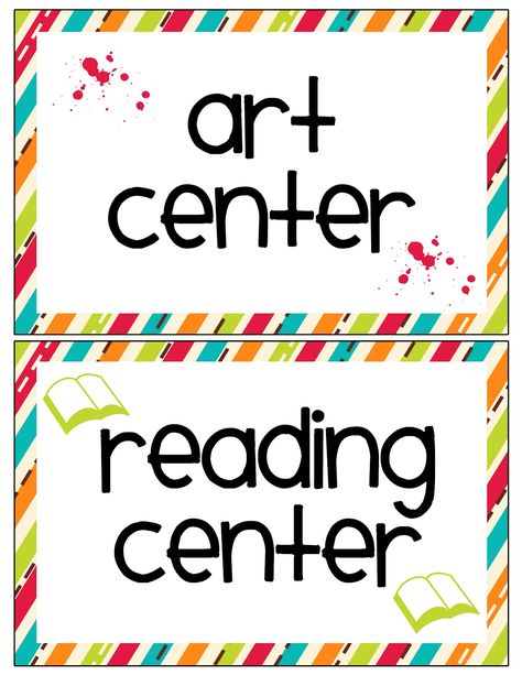 Since so many of you liked my Classroom Labels at the beginning of the week. I decided to make some Center Labels that can be used in your ... Preschool Center Labels, Classroom Center Signs, Preschool Jobs, Preschool Labels, Classroom Bulletin Boards Elementary, Preschool Organization, Classroom Table, School Kids Activities, Class Labels