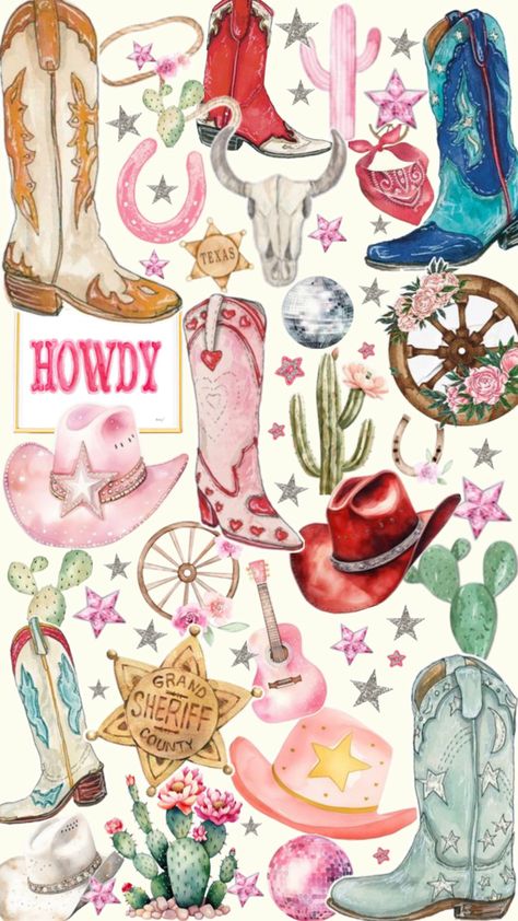 Western cowboy cowgirl themed iPhone wallpaper Pink Cowgirl Aesthetic, Cowgirl Wallpaper, Cute Images For Wallpaper, Western Wallpaper Iphone, World Wallpaper, Horse Wallpaper, Cowgirl Aesthetic, Bracelet Craft Diy, Scrapbook Stickers Printable