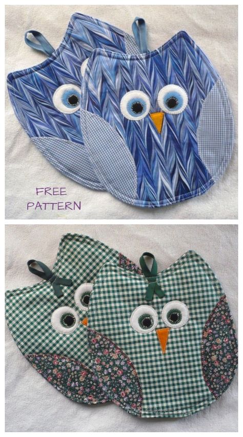 DIY Owl Potholder Free Sewing Patterns & Video Tutorials Owl Sewing Patterns, Diy Owl, Owl Sewing, Diy Sy, Projek Menjahit, Fabric Christmas Ornaments Diy, Potholder Patterns, Christmas Ornaments Diy, Free Sewing Patterns