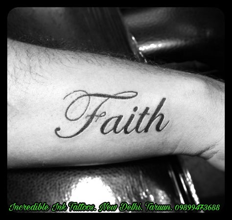 #Faith #Tattoo Faith Tattoo #Call #09899473688 Faith Fonts Tattoo, Faith Script Tattoo, Faith Tattoo For Men, Walking By Faith Tattoo, Faith Neck Tattoo, Faith Tattoo Men, Tattoo Fonts Cursive, Cursive Tattoos, Faith Tattoo