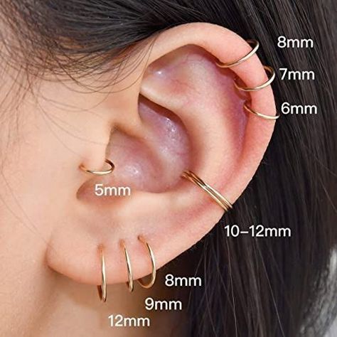 Mens Piercings, Minimalist Ear Piercings, Gold Huggie Hoop Earrings, Types Of Ear Piercings, Ear Piercings Helix, Cool Ear Piercings, Pretty Ear Piercings, Tragus Conch, Cute Ear Piercings