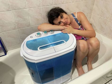 Portable Washing Machine Camping, Camper Washing Machine, Potable Washing Machine, Portable Washing Machine Apartments, Portable Washing Machine And Dryer, Small Apartment Washing Machine, Diy Clothes Washer, Small Washer And Dryer, Mini Washer And Dryer