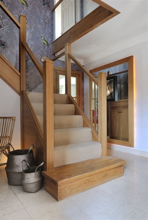 Best 5 Stairs Storage Landing #stairs #stairsdesign #design #ideas Half Turn Staircase Ideas, Wood And Glass Stairs, Half Landing Staircase, Oak And Glass Staircase, Gallery Staircase, Infill House, Gallery Landing, Wooden Staircase Design, Staircase Design Ideas