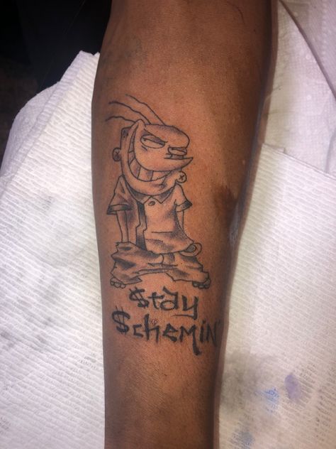 Ed Edd And Eddy Tattoo Design, Thot Breaker Tattoo, Money On My Mind Tattoo, Ed Edd And Eddy Tattoo Ideas, Dtb Tattoo, Ed Edd And Eddy Tattoo, Gta Tattoo Ideas, Otf Tattoo Tat, Cartoon Network Tattoo Ideas