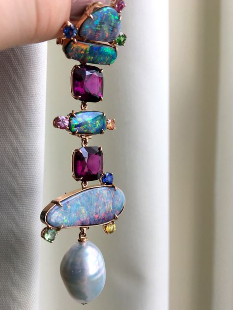 Margot Mckinney Jewelry, Ruby Jewelry Ring, Australian Jewellery, Boulder Opal Jewelry, Australian Opal Jewelry, Opal Jewellery, Gold Pearl Jewelry, Diy Jewelry Inspiration, Pink Blue Yellow