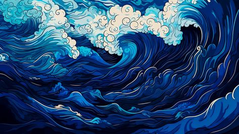 Blue Wave Illustration Wallpaper (4K) for PC Helloween Wallpaper, Pc Desktop Wallpaper, Ipad Pro Wallpaper, Image Dbz, Ipad Air Wallpaper, 2k Wallpaper, 4k Wallpapers For Pc, Wave Illustration, Illustration Wallpaper