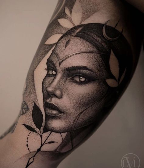 Female Face Tattoo, Tattoo Portrait, Lady Face Tattoo, Dotwork Portrait, Human Face Tattoo, Woman Face Tattoo, Female Portrait Tattoo, Illustrative Realism Tattoo, Lady Portrait Tattoo