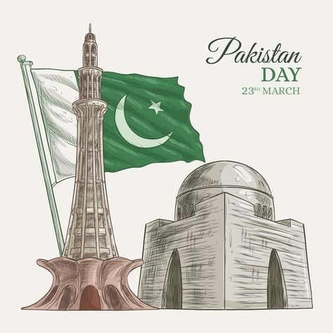 Happy pakistan day hand drawn | Free Vector #Freepik #freevector #star #flag #hand-drawn #celebration Defence Day Pakistan Drawings, Pakistan Day 23 March, 23 March Pakistan, Pakistan Resolution Day, Happy Independence Day Pakistan, Independence Day Drawing, Pakistan Art, Flag Drawing, Independence Day Poster