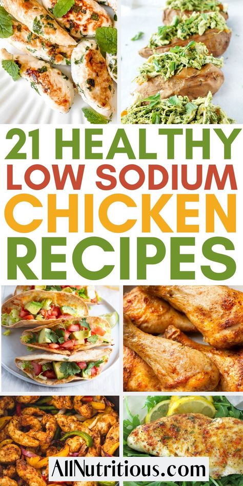 Explore savory chicken dinner recipes perfect for quick and easy meals. Low in sodium and great for your healthy meal plan to help you meet your weight loss goals. Full of flavors, they'll transform your dinner table into a nutrition powerhouse without compromising on taste. Indulge in these delicious, heart-healthy dishes that put your wellness first. Chicken Recipes Low Sodium, Low Sodium Chicken Breast Recipes, Low Sodium Chicken Recipes, Low Salt Dinners, Easy Low Sodium Recipes, Heart Healthy Recipes Low Sodium, Low Salt Recipes, Dash Diet Recipes, Healthy Meal Plan