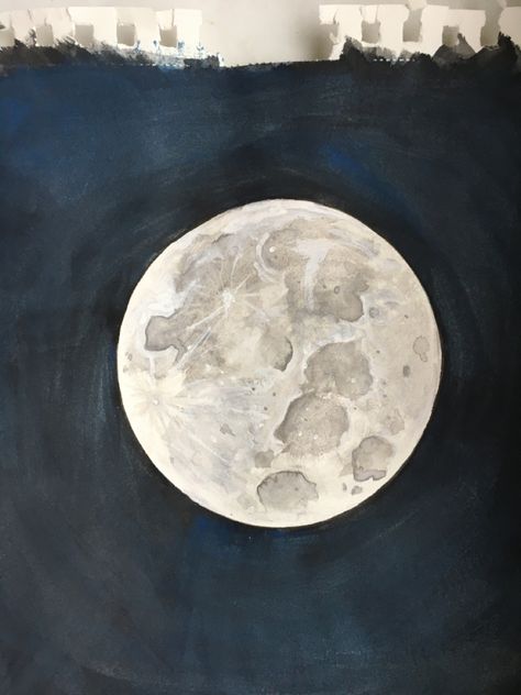 A water color painting of a full moon Full Moon Sketch, Easy Moon Painting, Moon Painting Easy, Full Moon Drawing, Full Moon Watercolor, Paint Moon, Mailbox Art, The Moon Painting, Moon Paintings