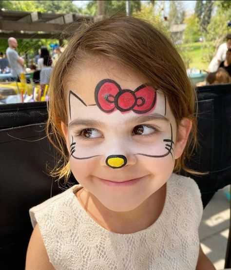 Hello Kitty Facepainting, Monster Truck Face Paint, Cute Easy Face Paint Ideas, Drawing On Face For Kids, Children’s Face Paint, Clown Face Paint Kids Easy, Fun Face Paint Ideas, Easy Kid Face Painting Ideas, Face Paint Inspo Easy