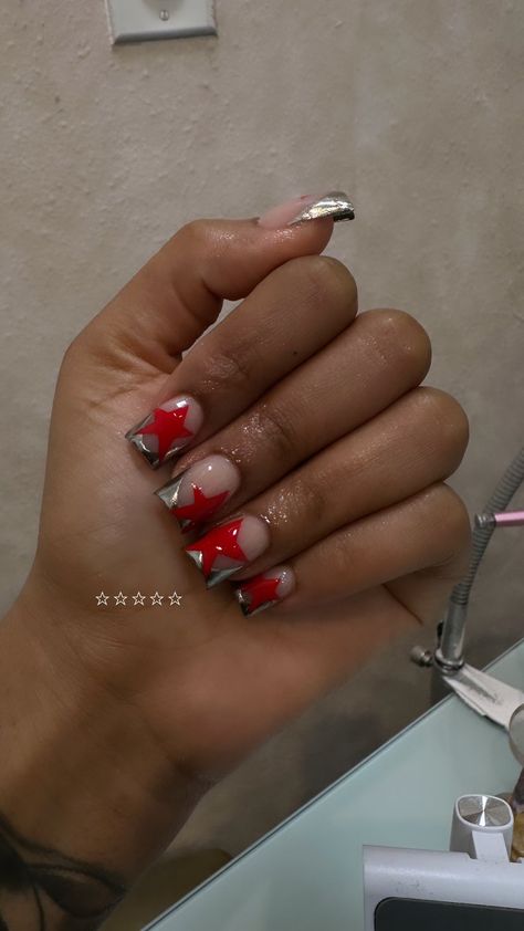 Valentines Day Nails Manicures, Xmas French Nails Designs, Kurt Geiger Nails, Nail Inspo Medium Length Square, Easy Nail Art French Tips, Colorful Short Square Nails, Short Nail Styles Simple, Short Nail Designs January, Nail Inspo Trendy 2024 Square