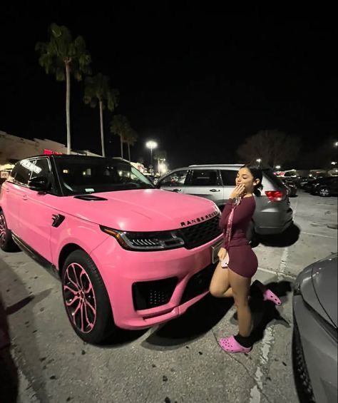 Pink Rolls Royce, Baddie Cars, Pink Range Rovers, Girl Cars, Pink Cars, Barbie Car, Dream Cars Mercedes, Pink Truck, Aesthetic Girly