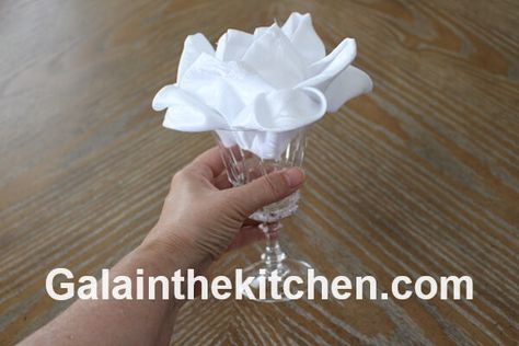 How To Make Lotus Linen Napkin Fold In Wine Glass Wine Glass Napkin Fold, Cloth Napkin Folding Ideas, Orange Peel Candle, How To Make Pinwheels, Cloth Napkin Folding, Paper Napkin Folding, How To Make Orange, Folding Ideas, Fancy Cocktails