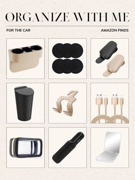 Organisation, Work From Car Organization, Neutral Car Aesthetic, Car Organisation Aesthetic, Aesthetic Car Essentials, Amazon Car Organization, Neutral Car Accessories, Car Essentials Aesthetic, Aesthetic Car Organization