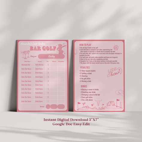 Editable Pub Golf Scorecard Pink Cowgirl Bar Crawl Template Western Printable Bar Golf Digital Download Birthday Party Bachelorette Bar Hop - Etsy Pub Golf Scorecard, Pub Golf, Golf Bar, Golf Scorecard, Bar Hopping, Golf Score, Golf Cards, Bar Crawl, Rodeo Party