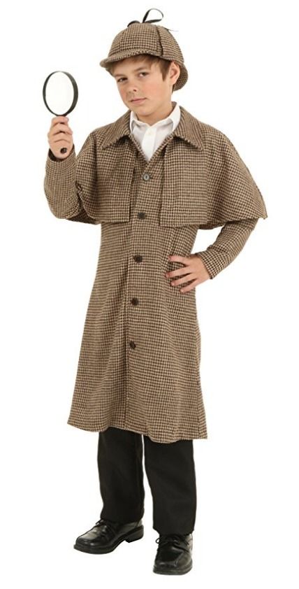 book character costumes for kids Sherlock Holmes Outfit, Sherlock Holmes Costume, Detective Costume, Detective Sherlock Holmes, Famous Detectives, Book Character Costumes, Kid Detectives, Brown Gloves, Houndstooth Fabric