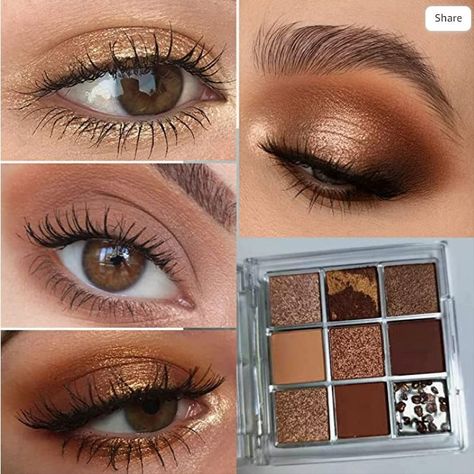 Dark Brown Eyeshadow, Makeup Eyeshadow Pallets, Smokey Eyeshadow Palette, Brown Eyeshadow Palette, Copper Eyeshadow, Make Eyes Pop, Shimmer Eyeshadow Palette, Liquid Glitter Eyeshadow, Eye Makeup Palette