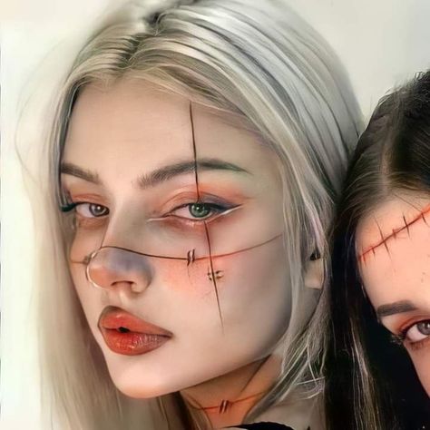 Holloween Makeup, Creepy Halloween Makeup, Cute Halloween Makeup, Anime Makeup, Face Art Makeup, Graphic Makeup, Halloween Makeup Inspiration, Fotografi Vintage, Makijaż Smokey Eye