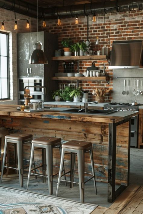 29 Eclectic Home Decor Ideas to Revamp Your Living Space 20 Loft Style Homes, Loft Designs, Inspiring Lifestyle, Industrial Kitchen Design, Industrial Style Kitchen, Wooden Floorboards, Cabinet Remodel, Best Kitchen Designs, Lifestyle Ideas