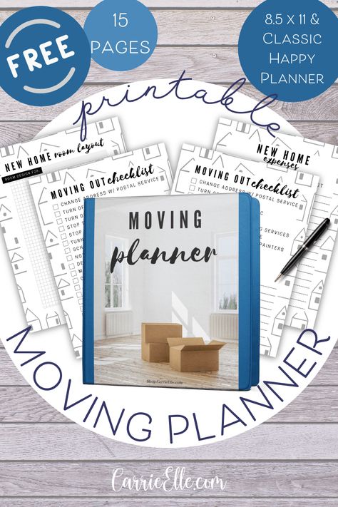 Printable Moving Planner via @carrieelleblog Home Building Binder, Moving Checklist Printable, Moving Out Checklist, Free Organizing Printables, Moving Printables, Moving List, Moving Binder, Free Weekly Planner Templates, Beautiful Vision Boards