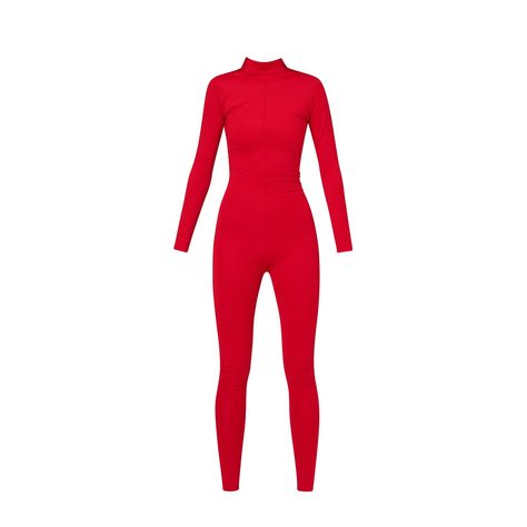 Elevate your style with this elegant long-sleeved fitted jumpsuit, perfect for any sophisticated occasion. Designed with sleek lines and a figure-hugging silhouette, this chic one-piece offers both comfort and a touch of class. Featuring a convenient back fastening zipper, it ensures a secure and flattering fit. Its form-fitting design accentuates your curves, while the long sleeves add a refined touch. Ideal for a night out or a special event, this timeless piece will turn heads on your night o Full Body Suit Outfits, Kylie Jumpsuit, Red Catsuit, Spandex Jumpsuit, Red Cosplay, Strawberry Soda, Hugging Silhouette, Full Body Suit, Fitted Jumpsuit