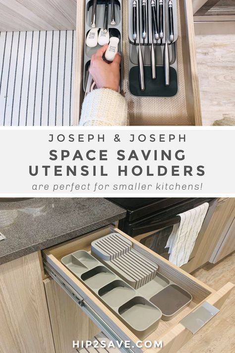 Deep Drawer Organization Kitchen Utensils, Small Cutlery Drawer Organization, Kitchen Knife Storage Ideas Drawers, Silverware Organization Drawer, Silverware Organization Small Drawer, Joseph Joseph Drawer Organizer, Tiny Kitchen Drawer Organization, Knife Drawer Organizer Diy, Spatula Organization Drawer