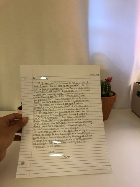 I still remember putting my love letter in your pocket Briden. I remember how good it felt when your friend told me you liked it and now I'm in the process of trying to ask you out... Come a long way since then Letter To Write To Your Crush, Letters To Give To Your Crush, Letters To Crush Ideas, Love Letters To Confess, A Letter To Crush, Crush Letters Ideas, Love Letter For My Crush, Love Confession Letter For Him, Things To Say In A Love Letter