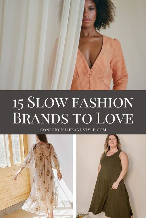 A slow fashion mindset is all about choosing well — it's about picking well-made items that are built to last and also selecting pieces that fit your lifestyle and body well, to ensure they'll not only be durable but will actually be useful for years to come. Learn more about slow fashion and discover 15 slow fashion brands to love in this guide... #ConsciousStyle Slow Fashion Outfit Ideas, Sustainable Minimalist Fashion, Slow Living Aesthetic Fashion, Non Fast Fashion Brands, Sustainable Clothing Aesthetic, High Quality Clothing Brands, Slow Fashion Aesthetic, Slow Fashion Style, Slow Fashion Clothes