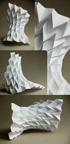 Folding Architecture, Origami Architecture, Paper Structure, Paper Art Sculpture, Paper Architecture, Origami Fashion, Origami And Kirigami, Paper Engineering, Folding Origami