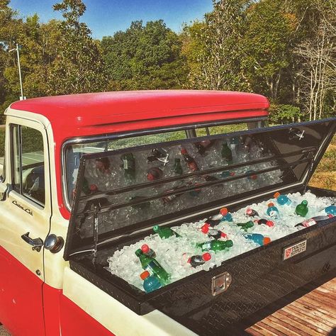 Best idea ever for tailgating -- convert your Tractor Supply truck box into  a cooler Soda Truck, Tailgating Hacks, Diy Ice Bucket, Homesteading Projects, Diy Homesteading, Campari Soda, Campari And Soda, Beer Truck, Truck Boxes