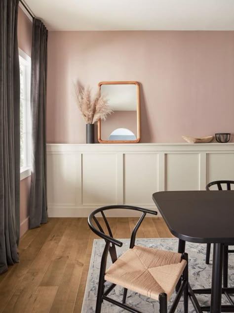 Pink Paint Colors Sherwin Williams, 2022 Color Palette, Rose Paint Color, 2024 Color Palette, Pink Painted Walls, Pink Dining Rooms, Pink Accent Walls, Pink Paint Colors, Peach Walls