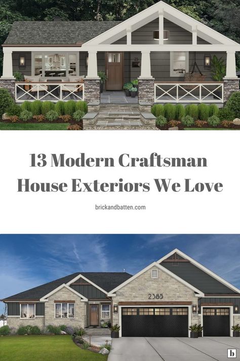 Craftsman Cottage Exterior, Ranch Style Homes Exterior Remodel, Modern Craftsman House Exterior, Modern Craftsman House, Craftsman House Exterior, Modern Ranch Style Homes, Craftsman Bungalow Exterior, Craftsman House Designs, Craftsman Home Exterior