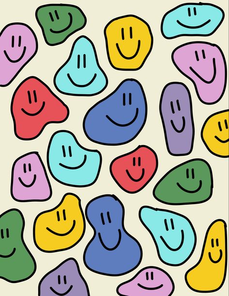 Happy Aesthetic Drawing, Smiley Face Doodles Aesthetic, Warped Smiley Face Wallpaper, Smily Face Painting Ideas, Happy Simple Drawings, Smile Doodle Art, Smiley Face Sketch, Smily Face Draw, Smily Face Wallpaper Aesthetic Colorful