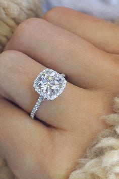 Cushion Halo Ring With Wedding Band, Rounded Square Halo Engagement Rings, Dream Halo Engagement Rings, Rounded Square Wedding Rings, Round Diamond In Cushion Halo Setting, Cushion Halo With Round Diamond, Wedding Rings Sparkle, Cushion Ring With Halo, Round Diamond With Square Halo