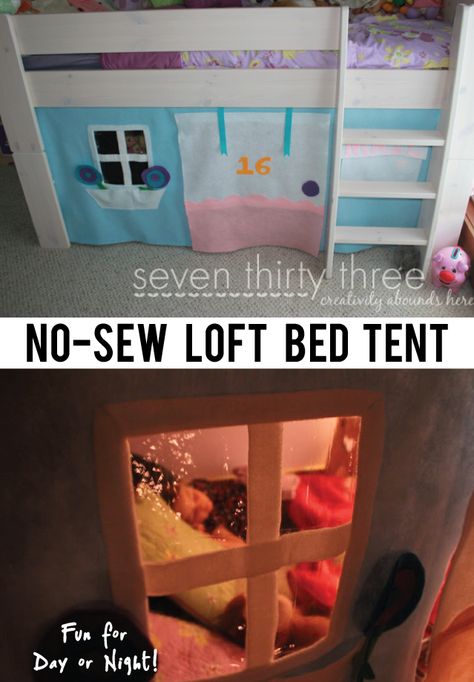 Loft Bed Curtains Diy, Loft Bed Tent, Tent Curtains, Loft Bed Curtains, Bunk Bed Tent, Bed Fort, Sew Felt, Diy Loft, Diy Loft Bed