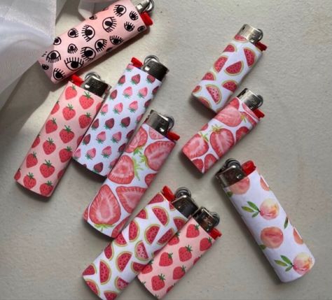 Strawberry Lighter, Girly Lighters, Lighters Aesthetic, Cute Lighters, Pretty Lighters, Aesthetic Lighter, Lighter Tricks, Strawberry Witch, Manic Pixie