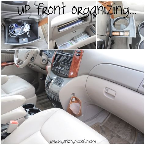 Organizing Made Fun: Organizing the van Mini Van Accessories, Minivan Accessories, Minivan Hacks, Honda Odyssey Organization, Minivan Organization, Force Gurkha, Comfy Car, Minivan Mom, Car Camping Organization