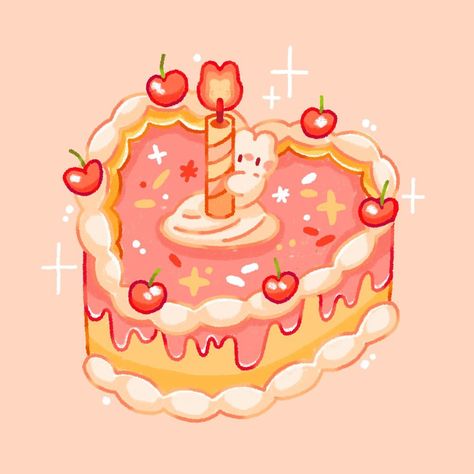 kris swan on Instagram: “birthday cake!! 🎂💗✨ today’s my birthday!! to celebrate i’ll be holding a sale on my shop this upcoming weekend with more goodies to come (…” Kawaii, Birthday Cute Drawings, Kawaii Aesthetic Food, Birthday Pfp Aesthetic, Birthday Cake Drawing Aesthetic, Cute Birthday Cake Drawing, Birthday Drawing Ideas Art, Birthday Cake Doodle, 2023 Birthday Cake