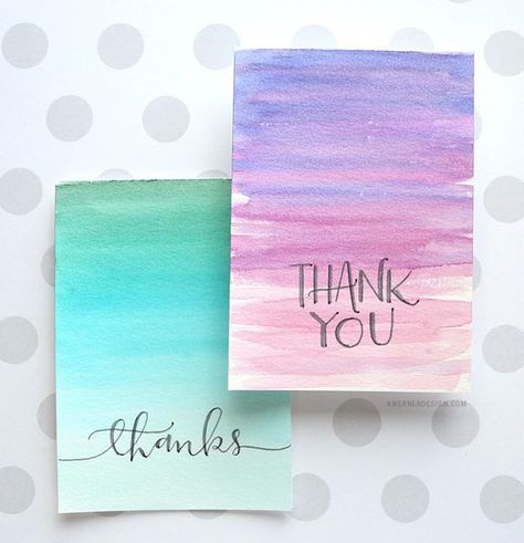 Easy DIY Thank You Cards (Ombré Watercolor) Diy Watercolor Cards, Watercolor Art Diy, Handmade Thank You Cards, Easy Art Projects, Watercolor Card, Tree Shop, Diy Watercolor, Needle Felt, Cards Ideas