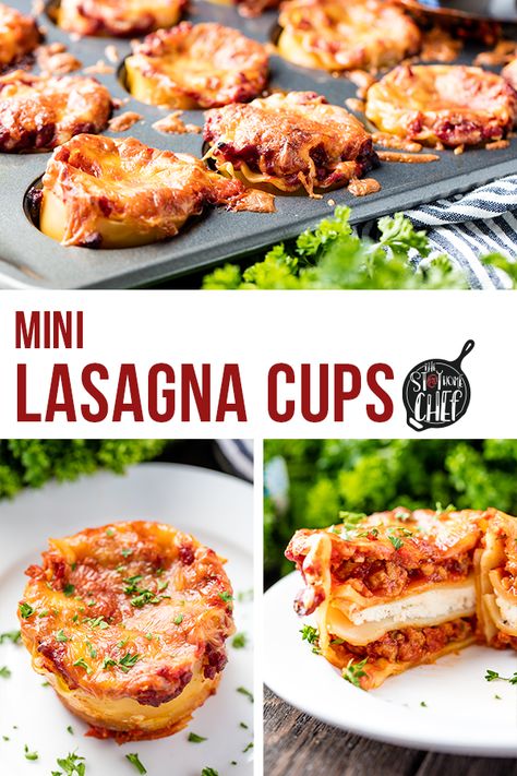 Mini Lasagna Cups are the perfect appetizer addition to your parties, or even just a new easy way to put together lasagna for dinner! So delicious, and so much fun! Lasagna Party Ideas, Individual Pasta Cups, Pasta Cups Party, Pasta Bites Appetizers, Lasagna Roll Ups Appetizer, Lasagna Appetizer Appetizers, Cup Meals, Mini Dinner Ideas, Muffin Tin Dinner Recipes