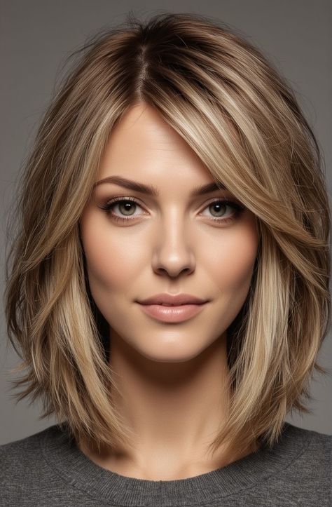 Short Layered Lob With Curtain Bangs, Theresa Guidice Hair, Collarbone Length Hair With Side Part, Hair Ideas For Over 40 For Women, Easy Hair Color To Maintain Brunette, Haircuts For Medium Length Hair, Layered Haircuts For Medium Hair, Hairstyles For Layered Hair, Hair Affair