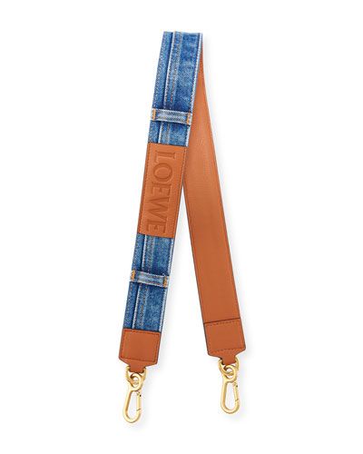 Denim Leather Bag, Strap For Bag, Leather And Denim, Bag Strap Ideas, Leather Bag Strap With Zipper Closure, Denim Bags With Adjustable Strap And Double Handle, Denim Shoulder Bag With Adjustable Strap, Detachable Leather Bag Strap For On-the-go, Diy Bag Strap