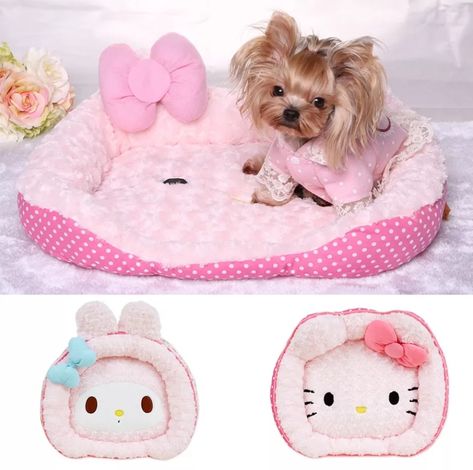 Pink Dog Beds, Cute Sanrio, Dog Beds For Small Dogs, Cute Chihuahua, Dog Pet Beds, Hello Kitty My Melody, Pink Dog, Dog Kennel, Chromatic Aberration