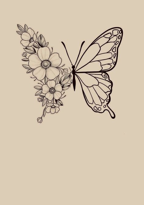 Legs Tattoo, Butterfly With Flowers, Butterfly Tattoo Stencil, رسم كاريكاتير, Easy Mandala Drawing, Small Pretty Tattoos, Feminine Tattoo, Cool Pencil Drawings, Butterfly Drawing